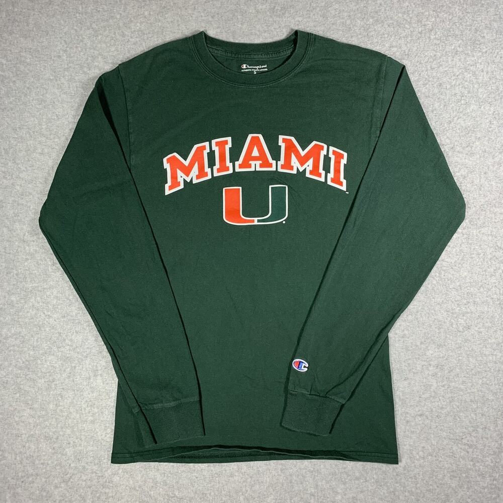 Champion Miami Hurricanes Green Long Sleeve T-Shirt Men’s Small College Football